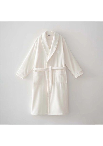 Paye Erkek Bornoz %100 Organik Pamuk Nakışlı Krem