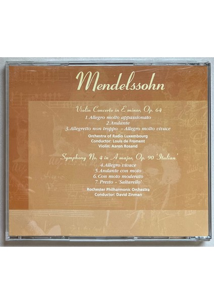Mendelssohn The Great Composers CD (Orijinal 1995 Dönem Baskı Cd) fiyatları
