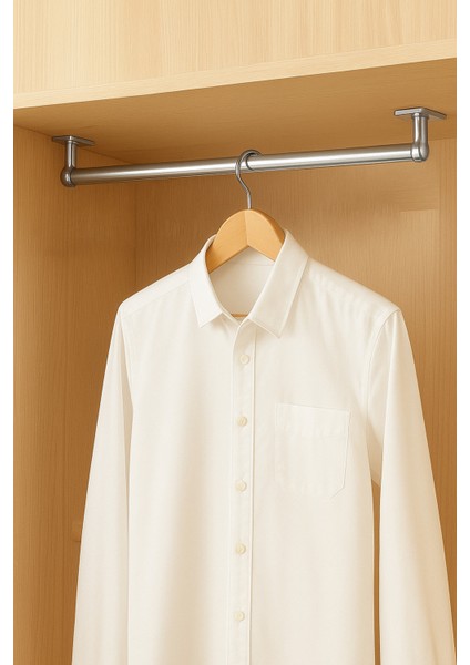 Dolap Içi (46CM) Yuvarlak Krom Askı Borusu( Askı Borusu + Flanş + Vida) - 1.kalite indirimleri