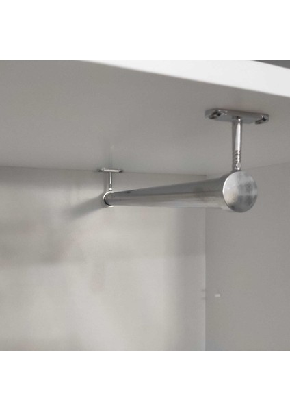 Dolap Içi (46CM) Yuvarlak Krom Askı Borusu( Askı Borusu + Flanş + Vida) - 1.kalite