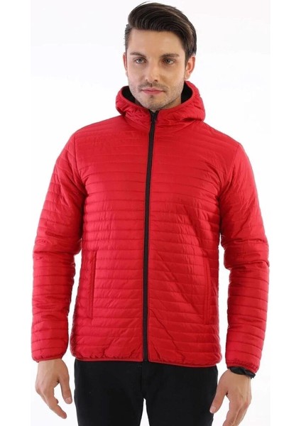 İçi Astarlı Su ve Rüzgar Geçirmez Cepli Kapüşonlu Erkek Mont