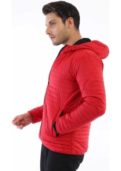 İçi Astarlı Su ve Rüzgar Geçirmez Cepli Kapüşonlu Erkek Mont