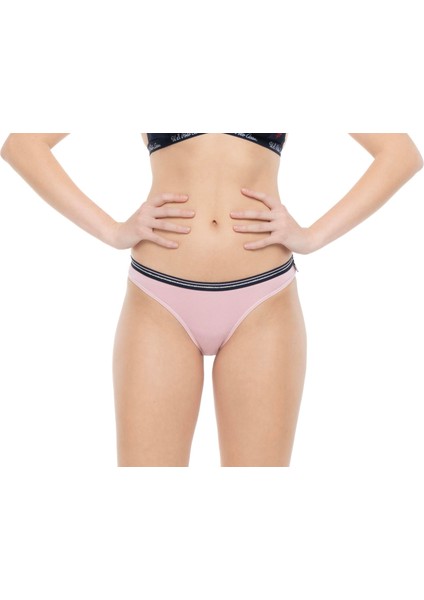 Kadın, Lisanslı, 3'lü Slip Külot, Pembe-Gri Melanj - Lacivert