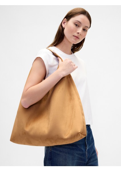 Kadın Bej Vegan Süet Tote Bag fırsatları