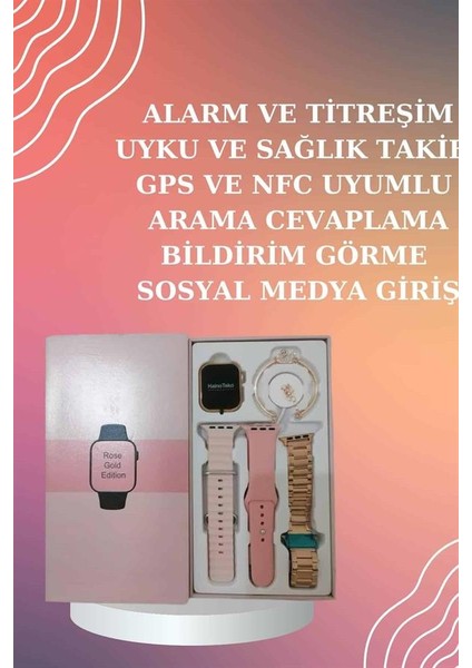 Yeni Nesil Pembe Dokunmatik Ekran Akıllı Saat ve Oyuncu Kulaklığı Kablosuz Bluetooth Kulaklık fırsatları
