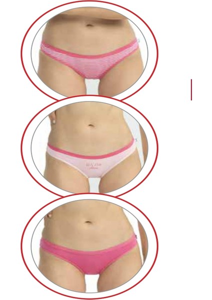 Kadın, Lisanslı, 3'lü Slip Külot, Fuşya-Pembe-Baskılı