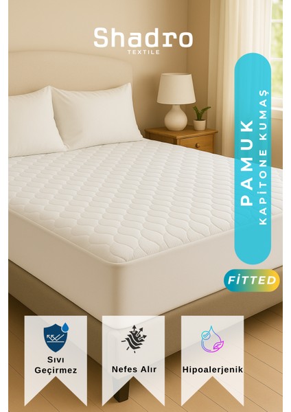 Kapitone Fitted Full Kenar Su Sıvı Geçirmez Tek-Çift Kişilik Yatak Koruyucu Alez Beyaz