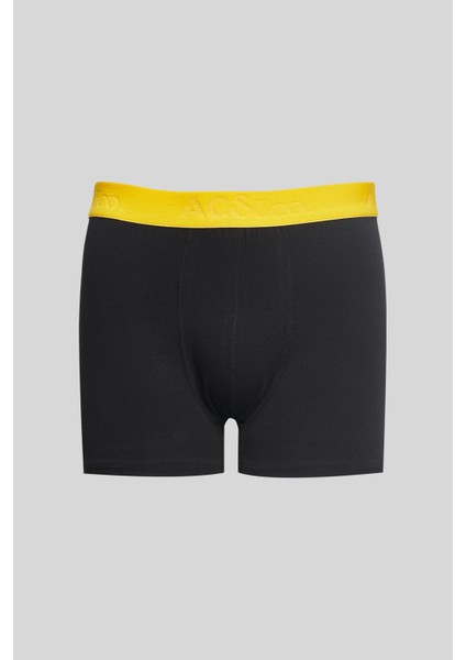Erkek Siyah-sarı 3'lü Pamuklu Esnek Boxer Paketi indirimleri