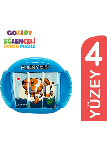 4 Farklı Desenli Eğlenceli Eğitici Dönen Puzzle