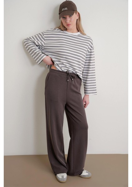 4785 Kadın Premium Modal Palazzo Dökümlü Bol Paça Pantolon Kahve