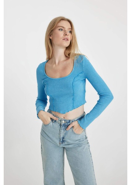 Coool Fitted Fitilli Kaşkorse Uzun Kollu Tişört B6782AX23WN