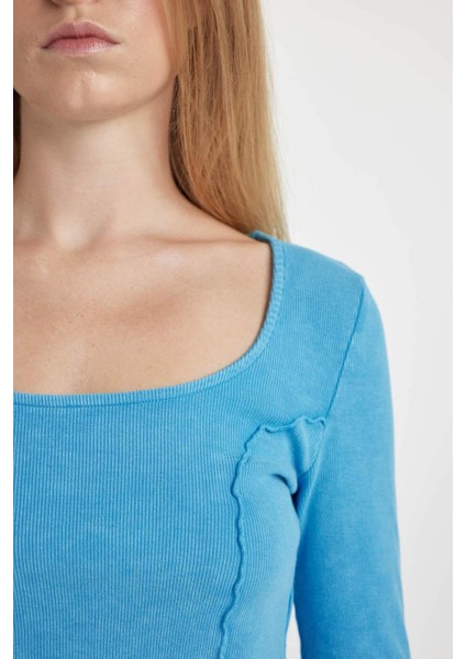 Coool Fitted Fitilli Kaşkorse Uzun Kollu Tişört B6782AX23WN