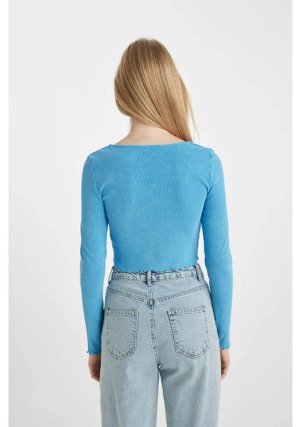 Coool Fitted Fitilli Kaşkorse Uzun Kollu Tişört B6782AX23WN