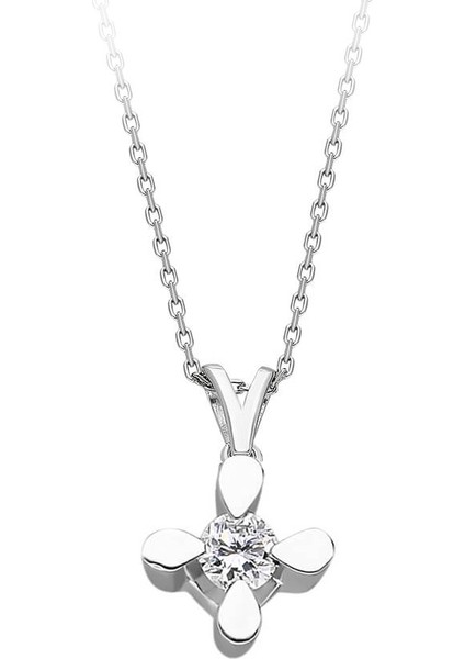 F Renk 0,05 Karat Pırlanta Tektaş Kolye 0441P0002