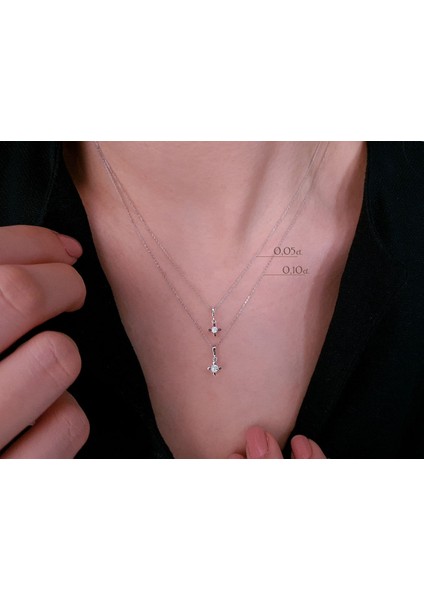 F Renk 0,05 Karat Pırlanta Tektaş Kolye 0441P0002 modelleri