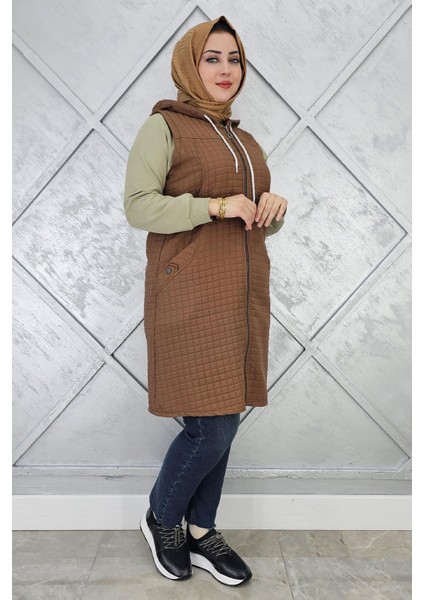 Kadın Kapitone Cepleri Düğme Detaylı Kapitone Yelek fiyatları