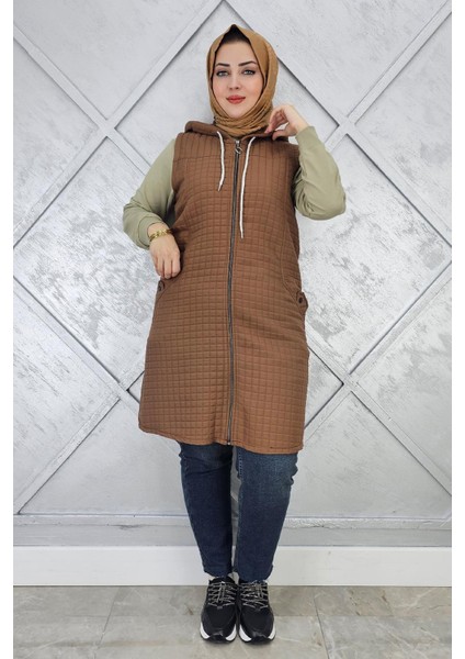 Kadın Kapitone Cepleri Düğme Detaylı Kapitone Yelek modelleri