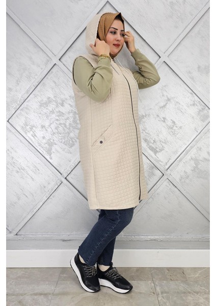 Kadın Kapitone Cepleri Düğme Detaylı Kapitone Yelek modelleri