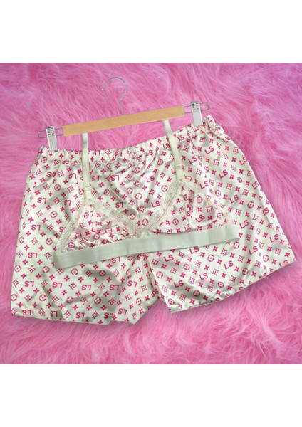 Ls Saten Bralet Şort Pijama Takımı