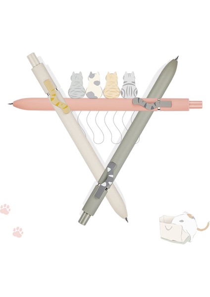 Mavi Mürekkepli Cat (Kedi) Jel Kalem 4'lü modelleri