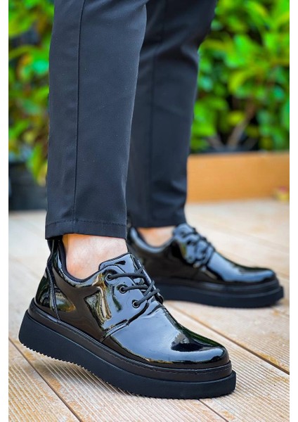 Techmrt Kb-X3 Kuback Siyah Rugan Siyah Taban Bağcıklı Günlük Erkek Ayakkabı (Numara: 44)