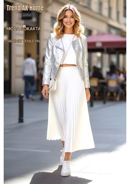 Beli Lastikli Piliseli Etek - Renk Beyaz ( Standart Beden ) indirimleri