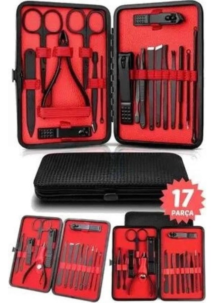 17 Parça El Ayak Bakım Seti Tırnak Temizleme Manikür Pedikür Cımbız Törpü Tırnak Makası modelleri