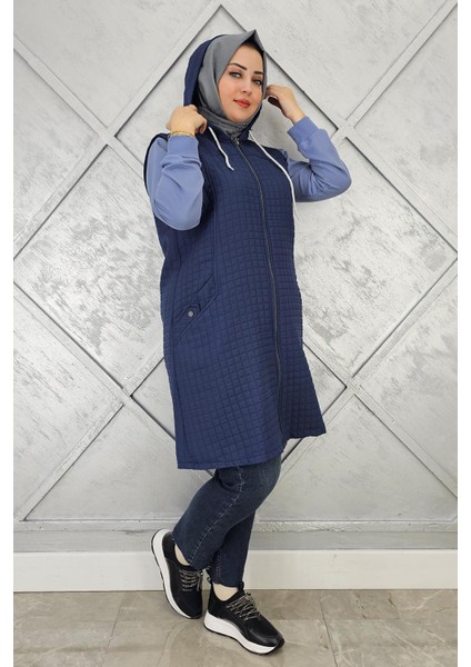 Kadın Kapitone Cepleri Düğme Detaylı Kapitone Yelek