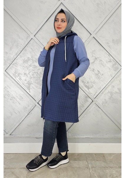 Kadın Kapitone Cepleri Düğme Detaylı Kapitone Yelek modelleri