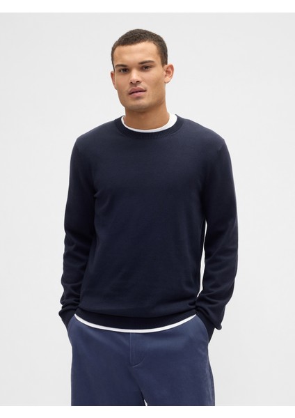 Erkek Lacivert Bisiklet Yaka Kazak