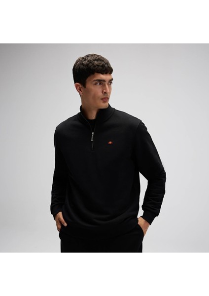 EF580-BK Yarım Fermuarlı Erkek Sweatshirt - Siyah