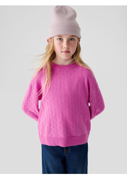 Kız Çocuk Pembe Cashsoft Relaxed Pointelle Kazak fiyatları