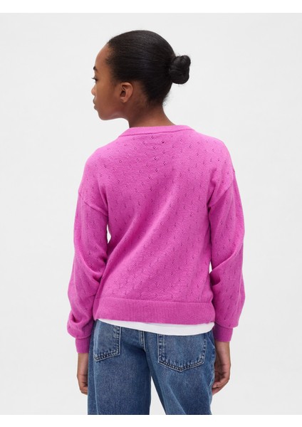 Kız Çocuk Pembe Cashsoft Relaxed Pointelle Kazak fırsatları