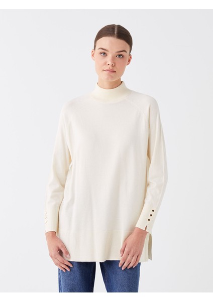 Yeni Sezon Yarım Balıkçı Yaka Düz Uzun Kollu Kadın Triko Tunik fiyatları