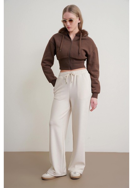 4785 Kadın Premium Modal Palazzo Dökümlü Bol Paça Pantolon Naturel