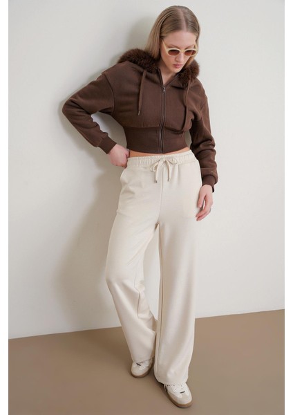 4785 Kadın Premium Modal Palazzo Dökümlü Bol Paça Pantolon Naturel fiyatları