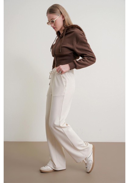 4785 Kadın Premium Modal Palazzo Dökümlü Bol Paça Pantolon Naturel modelleri