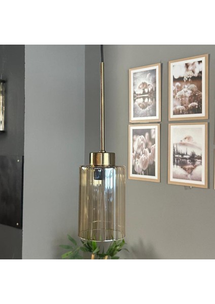 Vetra Cam Bal Rengi Tekli Avize Ince Eskitme Başlık Retro Sarkıt Lamba Restoran Salon Aydınlatma indirimleri