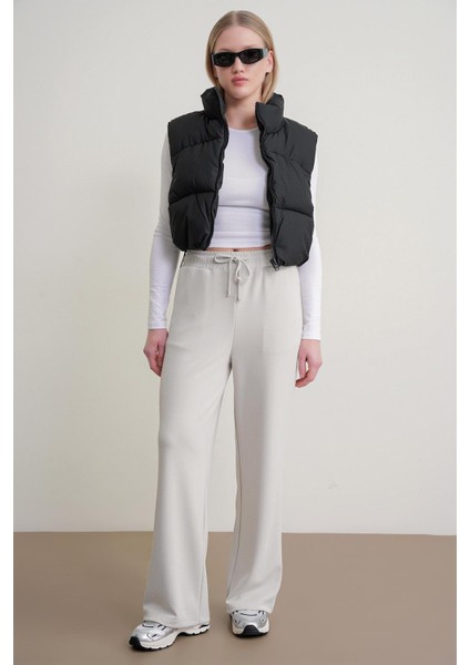 4785 Kadın Premium Modal Palazzo Dökümlü Bol Paça Pantolon Gri