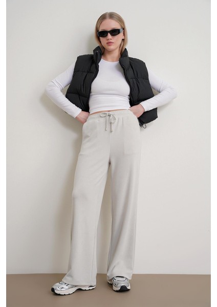 4785 Kadın Premium Modal Palazzo Dökümlü Bol Paça Pantolon Gri modelleri