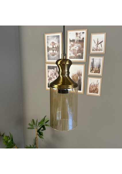 Vetra Cam Bal Rengi Tekli Avize Eskitme Tokmak Başlık Retro Sarkıt Lamba Restoran Salon Aydınlatma