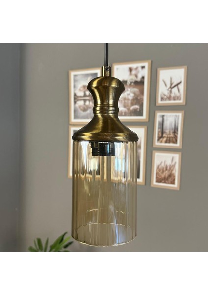 Vetra Cam Bal Rengi Tekli Avize Eskitme Tokmak Başlık Retro Sarkıt Lamba Restoran Salon Aydınlatma fırsatları