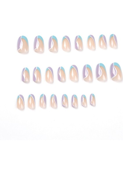 Mavi Lila French Badem Takma Tırnak Seti (24 Adet) fiyatları