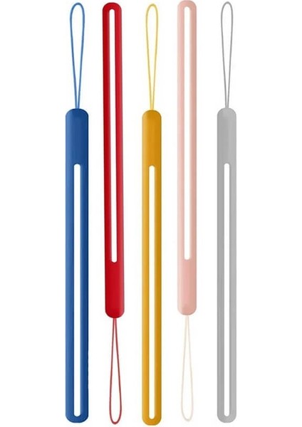 5 Adet - 20CM Renkli Silikon Taşıma Ipi - Kulaklık, Usb, Mp3 ve Telefon Için Uyumlu Askı Aparatı