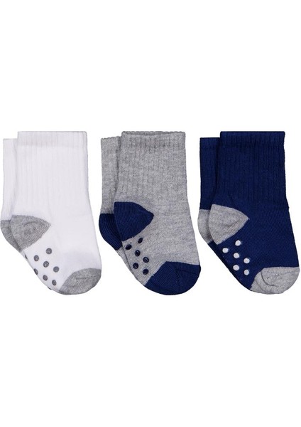 Basic Derbi Kaydırmaz 3'lü 6-18 Ay Bebek Erkek Çorap Set - Standart 12 Ay