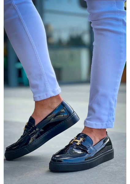 Techmrt KB-027 Kuback Bağcıksız Kömür Rugan H Günlük Erkek Ayakkabı Siyah (Numara: 40) fırsatları