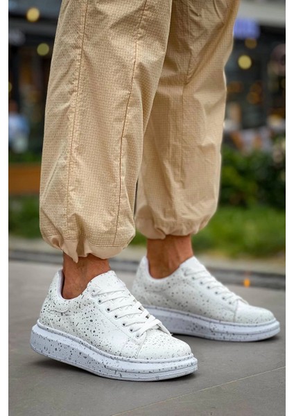 Techmrt KB-X500 Kuback Beyaz Silwer Bağcıklı Günlük Erkek Ayakkabı (Numara: 40)