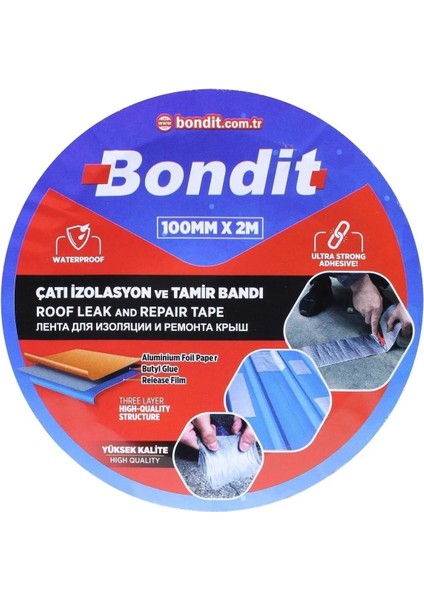 5 Adet Bondit Çatı Izolasyon Ses Su Yalıtım Tamir Bandı Çamur Bant 10 cm x 2 Metre indirimleri