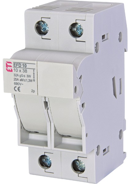 EFD10-2P ,2-Faz 10X38MM 25A Kartuş Sigorta Yuva