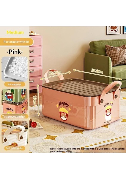 Kapaklı Büyük Kapasiteli Çeşitli Saklama Kutusu Çok Işlevli Masaüstü Düzenleyici Yeni Ev Karikatür Desen Saklama Kutusu (Yurt Dışından)